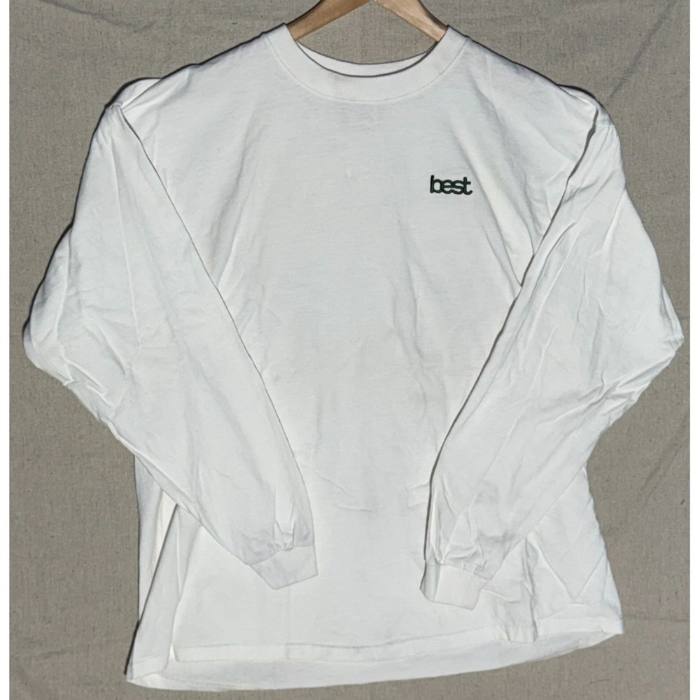 Vintage 90s Best American Flag Long Sleeve T-Shirt Mens 2XL White Cotton Deluxe